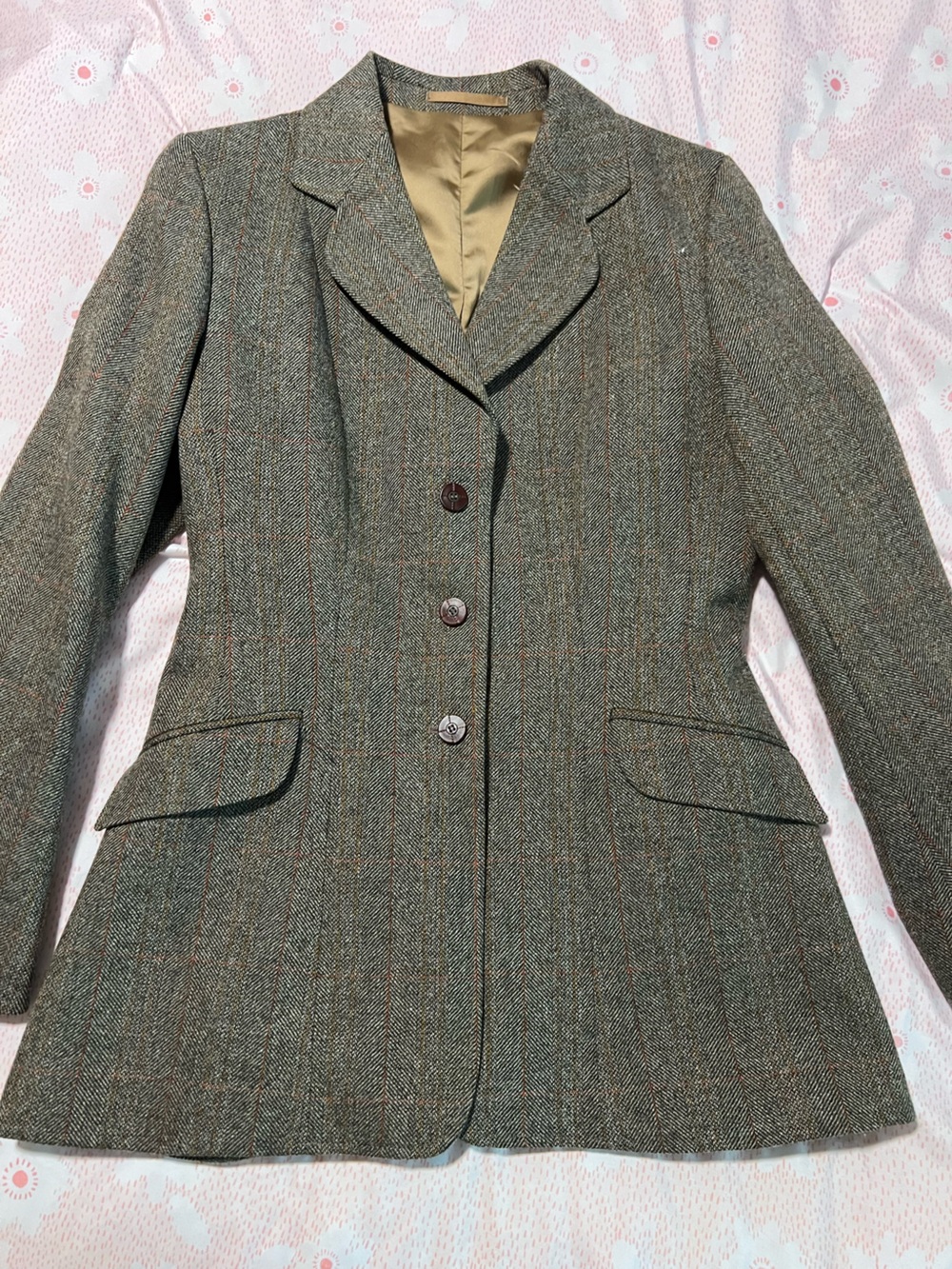 Tailored Tweed Blazer Jacket in Olive Green